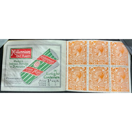 5043 - Stamps GB KGV booklet BB21 2 stamps missing, 2 full panes inverted w/mk c£500 each, good perfs