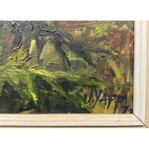277 - H J Yapp, (British, 20th century) 
Thistles 
oil on board, signed, dated 72(19), 70cm x 40cm, framed... 