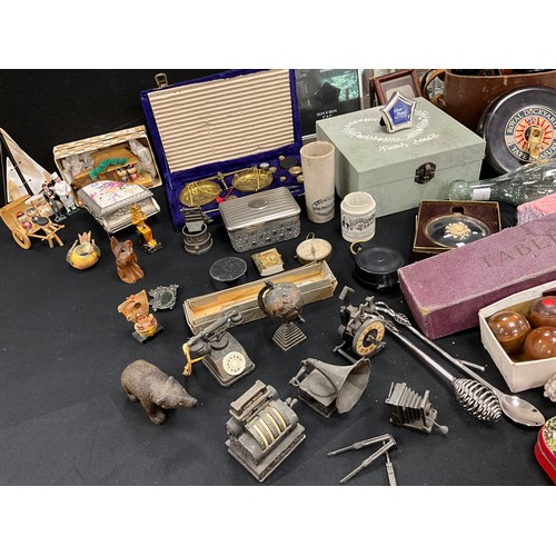 1056 - Boxes and objects - Victorian cold cream jars, table bowls, novelty pencil sharpeners, a Royal Docky... 