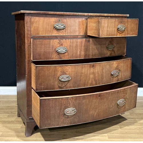 3009 - A Regency mahogany bowfront chest, of two short and three long drawers, 114cm high, 120cm wide, 55.5... 