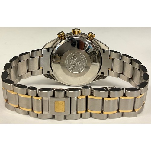 1000 - Omega - a 1990s bi-metal Speedmaster automatic wristwatch, ref 3313.50.00, graphite grey dial, fixed... 