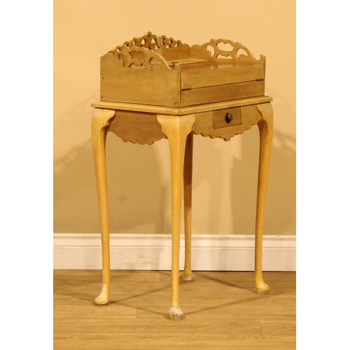 12 - An 18th century style painted and parquetry cheveret type desk, 82.5cm high, 51cm wide, 33.5cm deep;... 