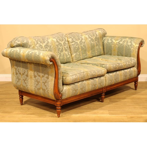 18 - A Medallion Mendelssohn sofa, 203cm wide; a conforming armchair, 94cm wide (2)