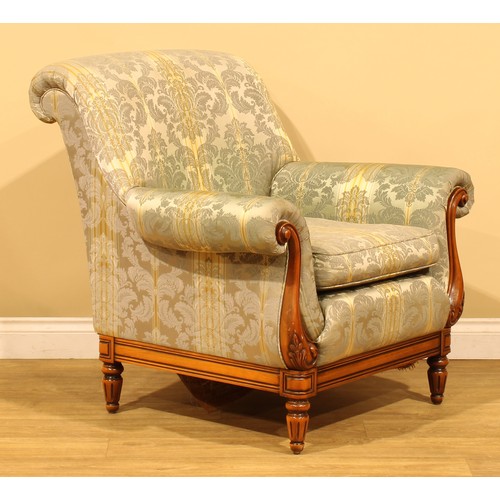 18 - A Medallion Mendelssohn sofa, 203cm wide; a conforming armchair, 94cm wide (2)