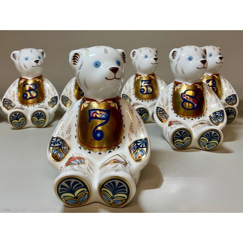 3002 - A Royal Crown Derby Teddy Bear paperweight - A full set of ten Number Bears, 0 through to 9, all wit... 