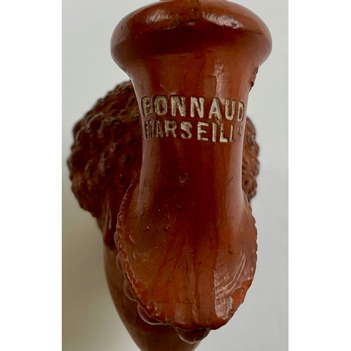 3020 - A French Orientalist figural pipe, the terracotta clay bowl modelleed as the head of a Nubian lady, ... 