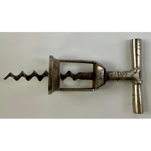 3019 - A French nickel plated direct-pull corkscrew, 12.5cm long