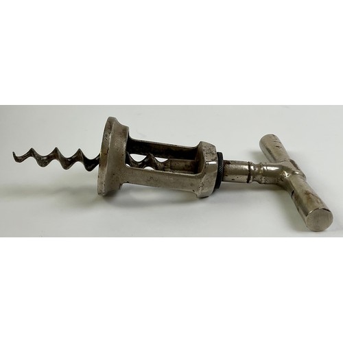 3019 - A French nickel plated direct-pull corkscrew, 12.5cm long