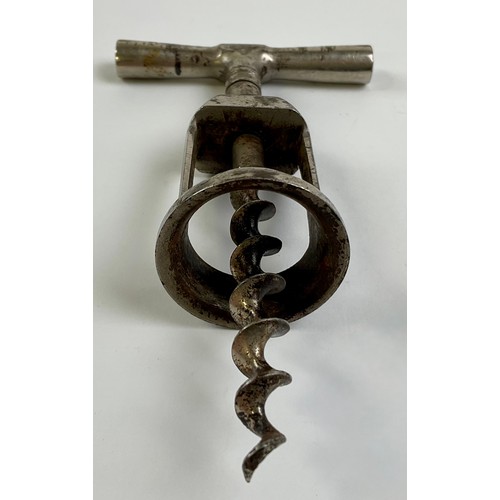 3019 - A French nickel plated direct-pull corkscrew, 12.5cm long