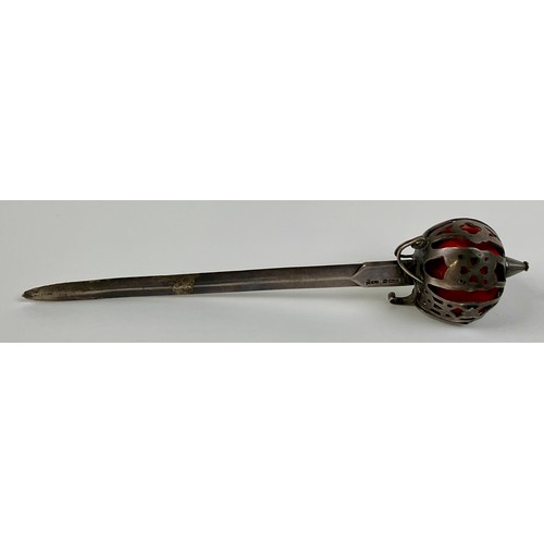 3056 - A George V silver novelty paper knife, as a Scottish officer's sword of the Highland light infantry,... 