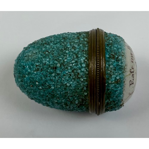 3023 - A George III Bilston enamel and brass mounted etui, the domed threaded cover decorated with Adam sty... 