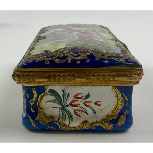 3050 - A George III South Staffordshire enamel and gilt metal mounted rectangular table snuff box, the dome... 