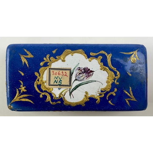 3050 - A George III South Staffordshire enamel and gilt metal mounted rectangular table snuff box, the dome... 