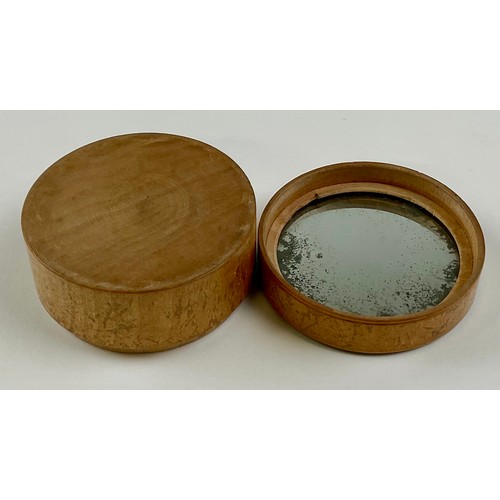 3028 - A George III cartographic 'Tunbridge ware' circular patch or vanity box, the push fitting cover with... 