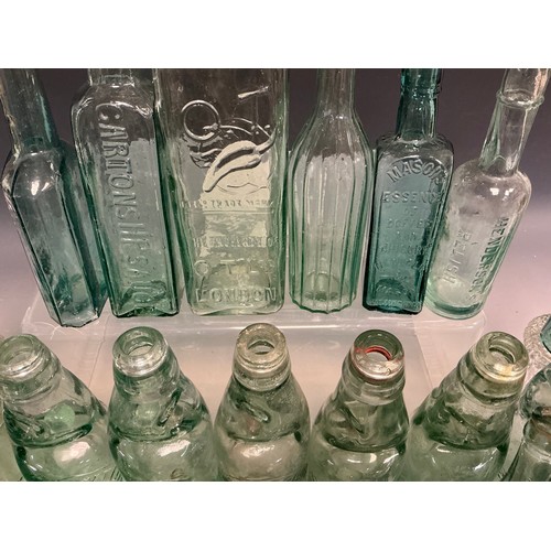 5054 - Bottle Digging Finds - various early 20th century green glass bottles, including Codd bottles, alcoh... 