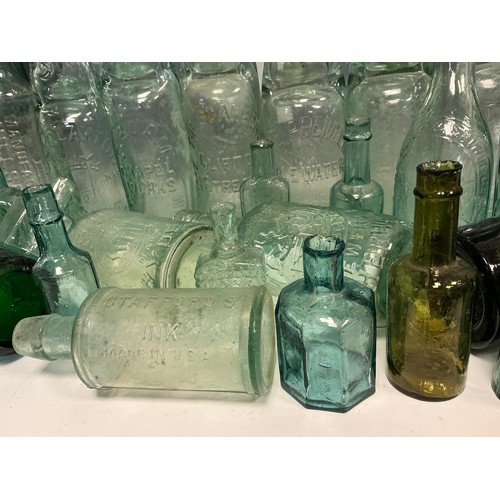 5054 - Bottle Digging Finds - various early 20th century green glass bottles, including Codd bottles, alcoh... 