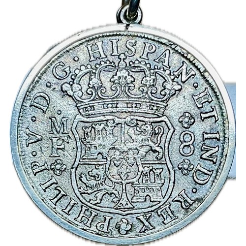 5007 - A Spanish shipwreck coin (Isles of Scilly), Philip V 8 Reales, 1741, Mexico City mint, mounted in st... 