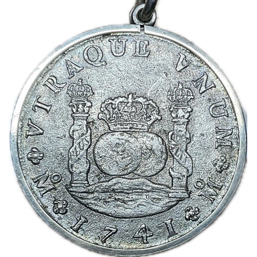 5007 - A Spanish shipwreck coin (Isles of Scilly), Philip V 8 Reales, 1741, Mexico City mint, mounted in st... 