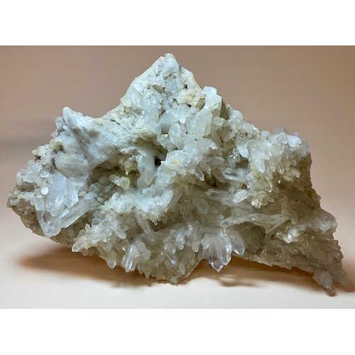 5032 - A cluster of Arkansas Quartz crystals, fine points of various sizes, on matrix, from Hot Springs reg... 