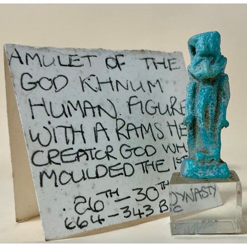 5046 - Antiquities & Egyptology - a 26th - 30th Dynasty (c.664-343 B.C) Faience amulet of The God Khnum, ra... 
