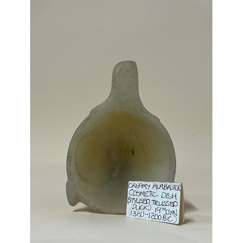 5059 - Antiquities & Egyptology - a 19th Dynasty type creamy alabaster shallow ointment vessel or bowl, sty... 