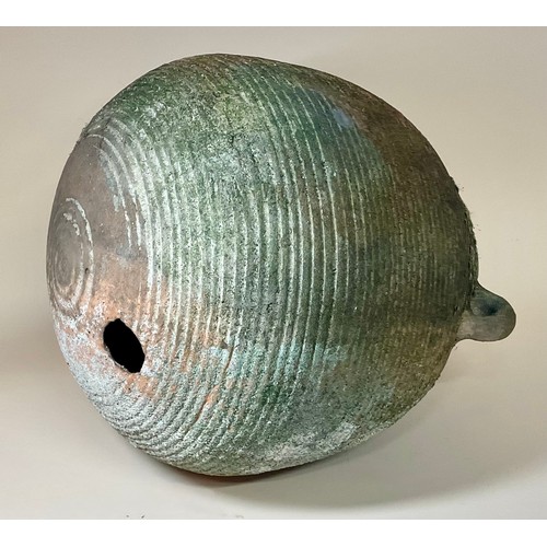 5029 - A ‘Graeco-Roman’ Palestinian bag-jar amphora of globular ribbed form twin loop carrying handles, 36c... 