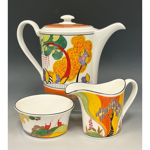 5 - A Wedgwood Clarice Cliff connoisseur collection Café Chic limited edition three piece coffee set, co... 