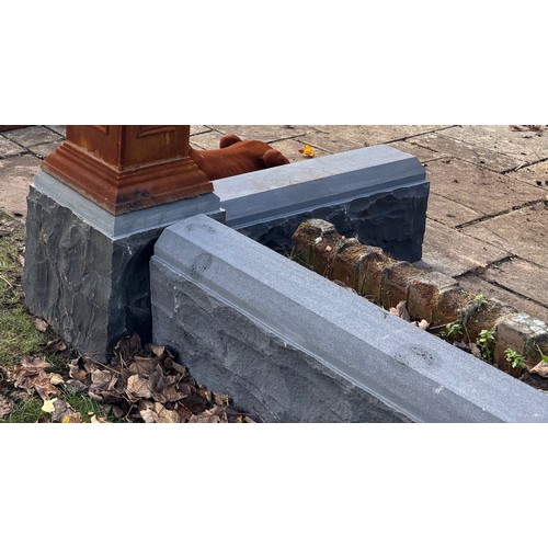 4035 - A collection of 50 natural split rough finish bluestone wall blocks, with intermediate square blocks... 
