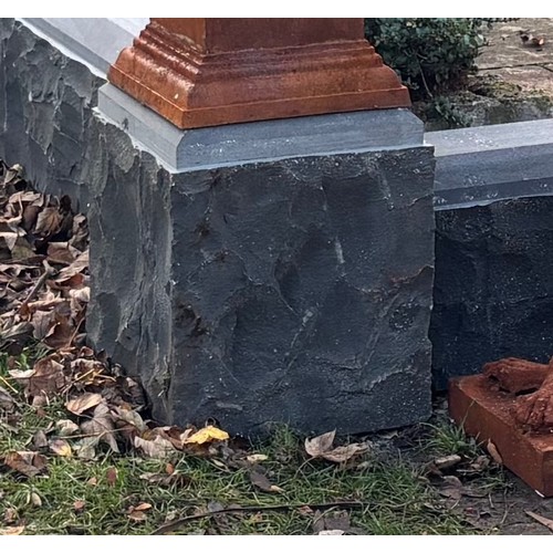4035 - A collection of 50 natural split rough finish bluestone wall blocks, with intermediate square blocks... 