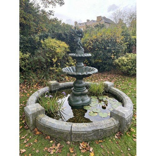 4010 - A charming and very well-cast classical two-tier cast iron garden fountain with pond, in the Georgia... 
