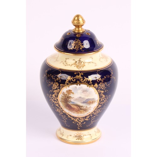 24 - A late 19th/early 20th century Coalport named view ovoid pot pourri vase, painted by E. O. Ball, sig... 
