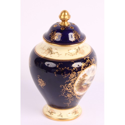 24 - A late 19th/early 20th century Coalport named view ovoid pot pourri vase, painted by E. O. Ball, sig... 