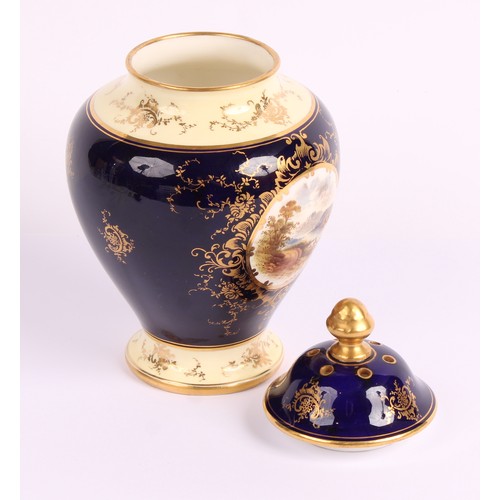 24 - A late 19th/early 20th century Coalport named view ovoid pot pourri vase, painted by E. O. Ball, sig... 