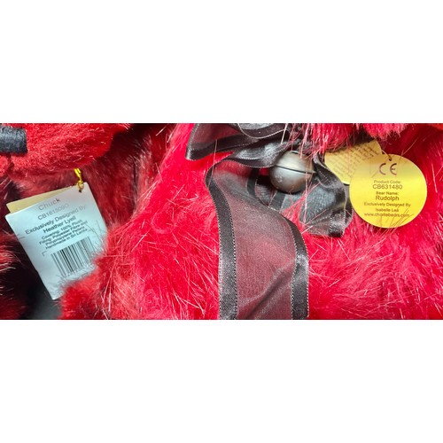 3016 - Charlie Bears - Rudolph, CB631480, exclusively designed by Isabelle Lee, tags present; Another, Chuc... 