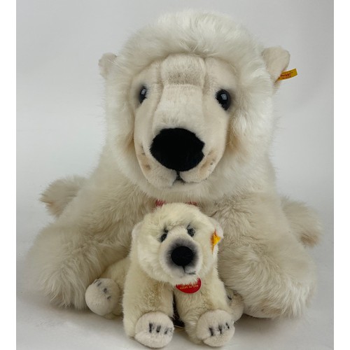 3034 - Steiff - a Lommy polar bear, yellow ear tag and button, approx 50cm long, another Arco Baby, 062707,... 