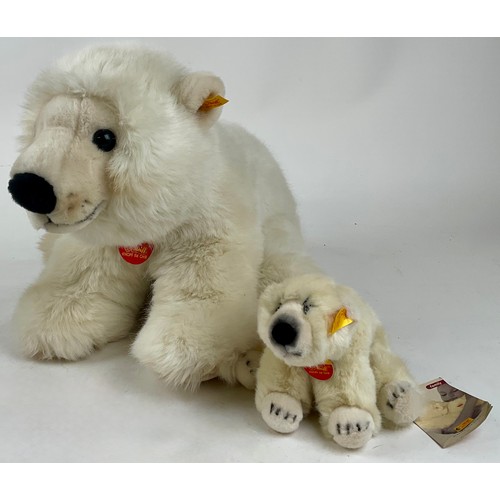 3034 - Steiff - a Lommy polar bear, yellow ear tag and button, approx 50cm long, another Arco Baby, 062707,... 