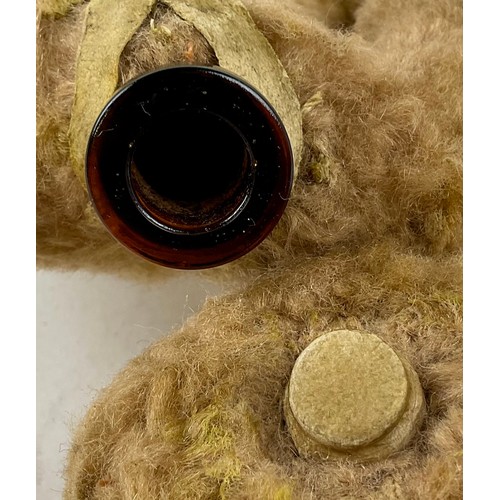 3041 - Teddy Bears - A pair of unmarked miniature mohair teddy bear scent/perfume bottles, possibly Schuco,... 