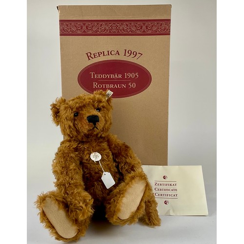 3042 - Teddy Bears - A rare Steiff Luxy Lynx, lacking tag; Another, Steiff 1905 Teddy Bear replica, boxed, ... 