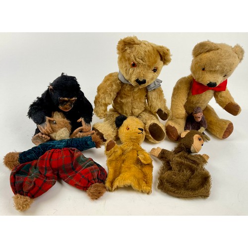 3049 - A Sooty hand puppet, 1950-60s, with golden mohair, orange and black glass eyes, black stitched nose ... 