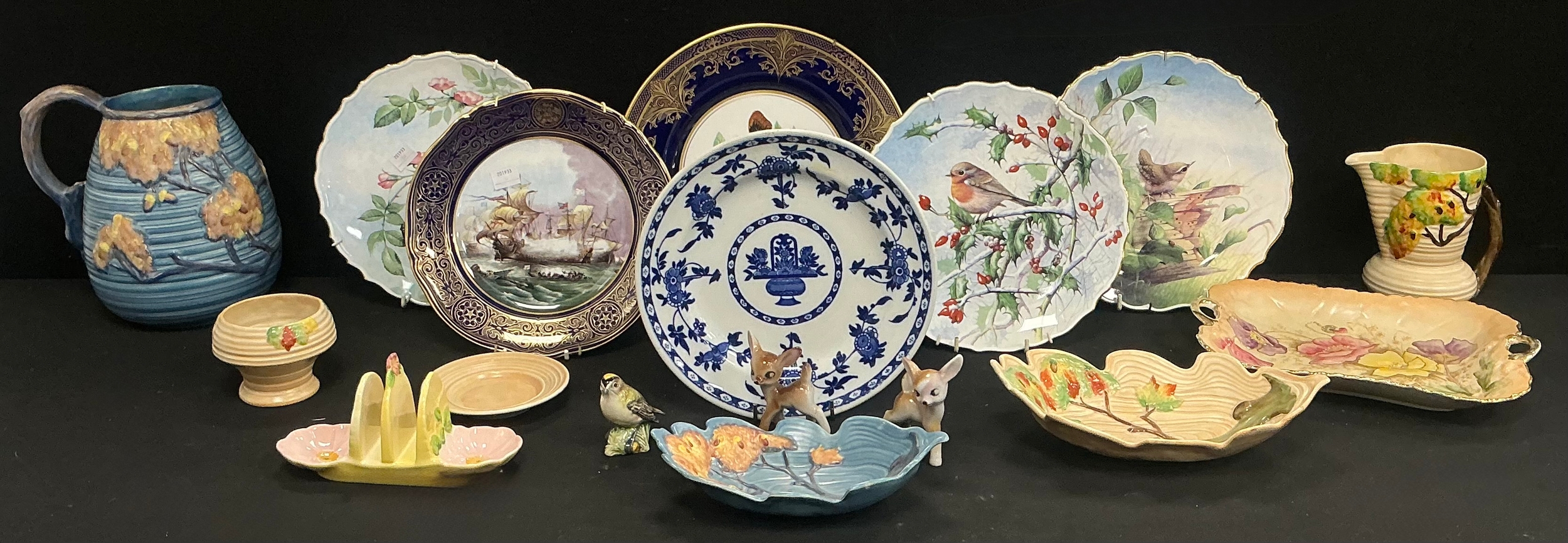 Three Spode British birds cabinet plates, decorated with chaffinches ...