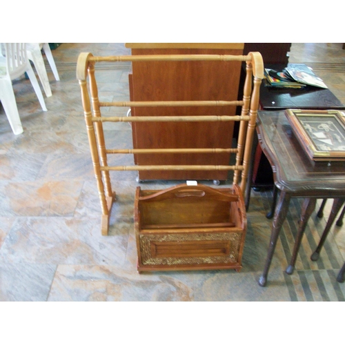 83 - Pine Towel Rail & Magazine Rack