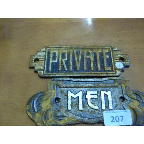 207 - 2 Cast Iron Signs