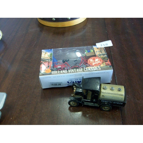 218 - Model Vintage Car and Boxed Vintage Bike