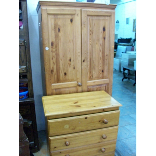 76 - Pine Wardrobe and Chest of Drawers