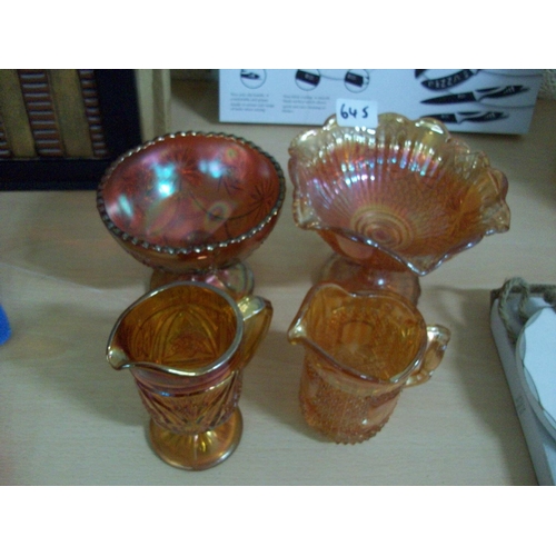 645 - 4 Pcs of Carnival Glass