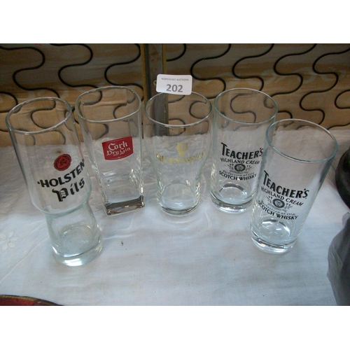 202 - 5 Pub Themed Glasses