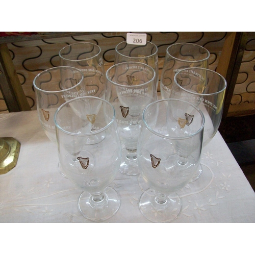 206 - Decorative Guinness Pint Glasses x8