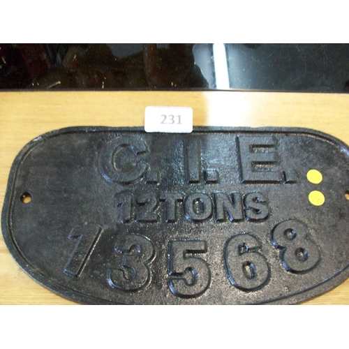 231 - Cast Iron Railway Sign