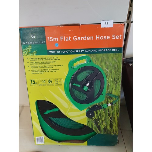 35 - New 15m Flat Garden Hose Set