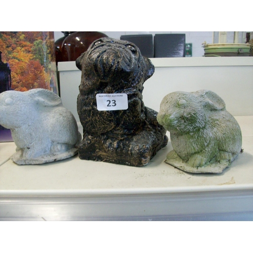 23 - 3 Concrete Outdoor Ornaments